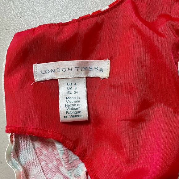 London Times Multi Colored Sheath Mini Dress Halter Neckline, Size 4 - Picture 13 of 14